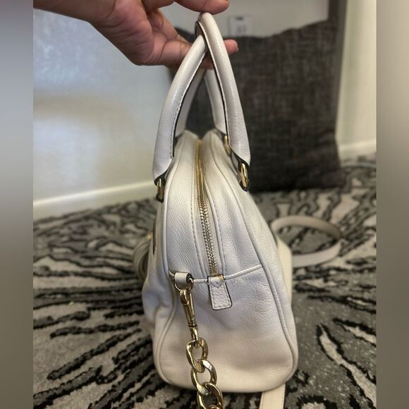 Michael Kors Satchel Crossbody Bag Knox Tassel white Pebbled Purse Handbag - Picture 5 of 9